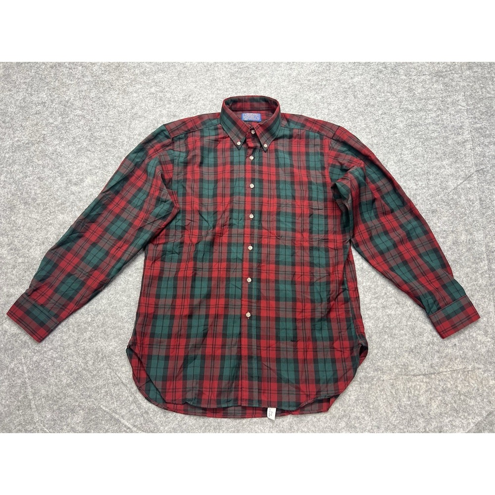 Vintage Sir Pendleton Wool Shirt Men's Medium Red Dress McCormick Tartan FLAWS
